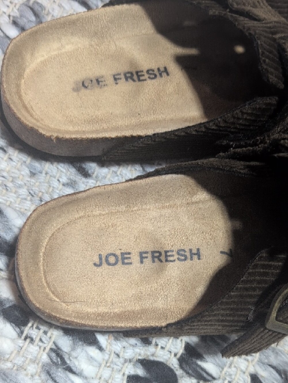Joe Fresh Dark Brown Corduroy Slip-On Clogs with Buckle - Picture 2 of 7